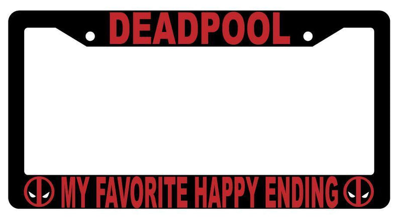Black For Deadpool My Favorite Happy Ending License Plate Frame Auto Accessory  Mod-GRAPH9856236-3993