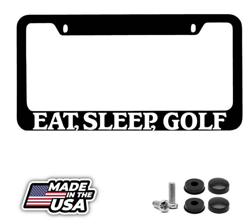 Black METAL License Plate Frame Eat, Sleep, Golf Auto Accessory 714