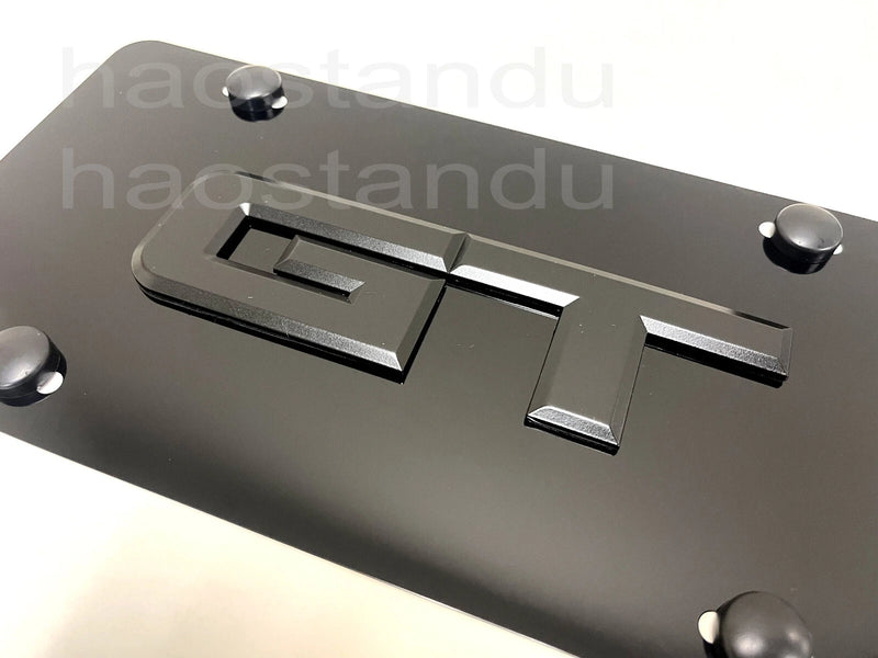1x 3D (Black) "GT" Emblem Badege Aluminum BLACK Color Front Plate RUST FREE