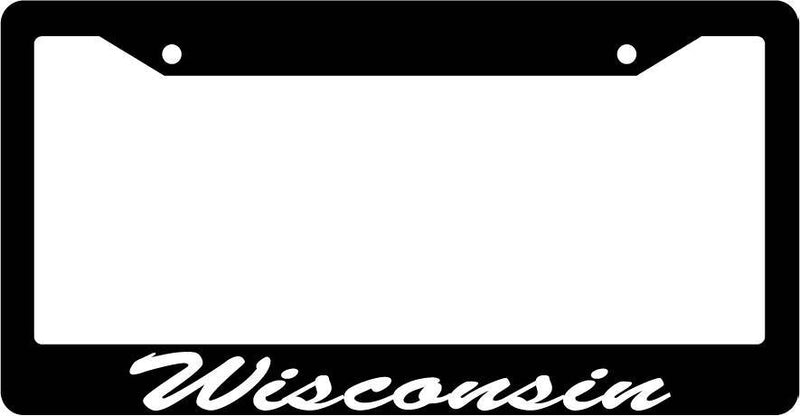 Black License Plate Frame CURSIVE Wisconsin Auto Accessory Novelty  Mod-GRAPH9856236-1886
