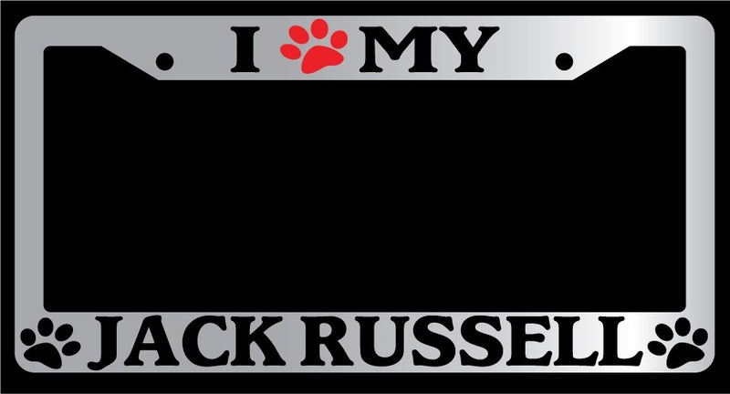 Chrome METAL License Plate Frame I HEART MY (PAW) JACK RUSSELL Auto 432  Mod-GRAPH9856236-9963