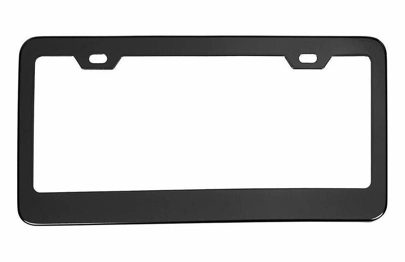 2 Slim Plain Metal License Plate Frame Car Truck Auto Cover Holder-Color Black
