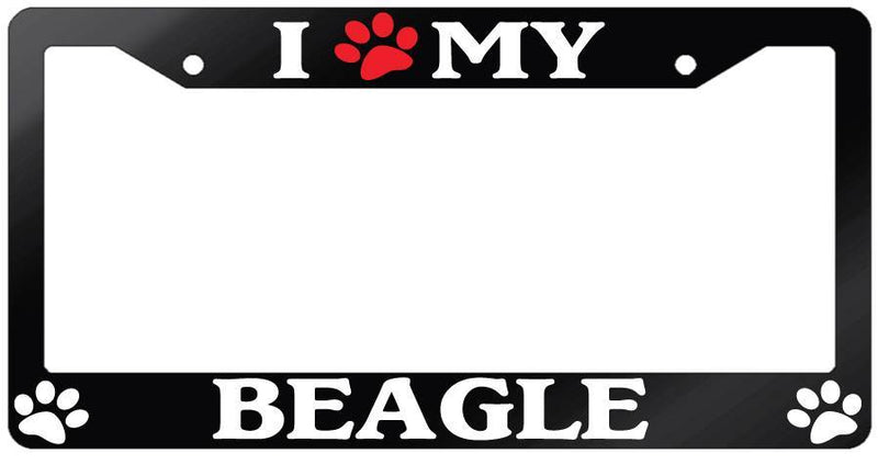 Glossy Black License Plate Frame I (PAW) MY BEAGLE Auto Accessory  Mod-GRAPH9856236-7075