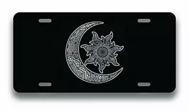 Mandala Sun Moon License Plate Geometric Pattern Vanity Novelty