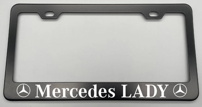 Laser Engraved Black License Plate Frame Stainless Steel fit Mercede LADY