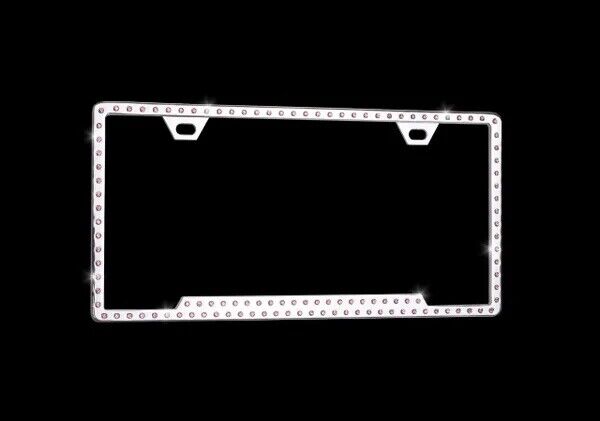 SLIMLINE CHROME ICE SWAROVSKI® CRYSTAL LICENSE PLATE FRAME - PINK