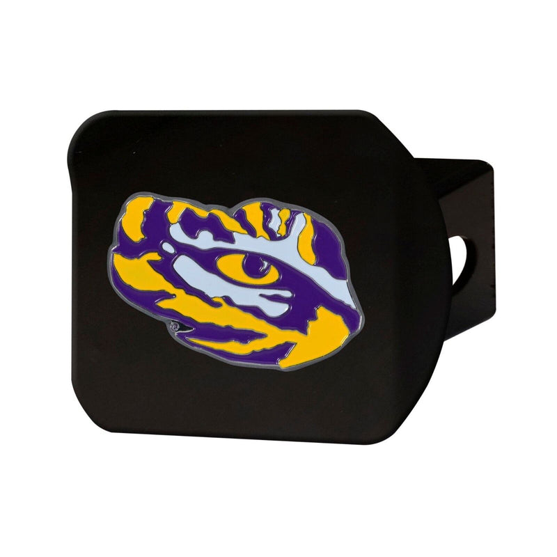 NCAA LSU Tigers 3D Color on Black Metal Hitch Cover