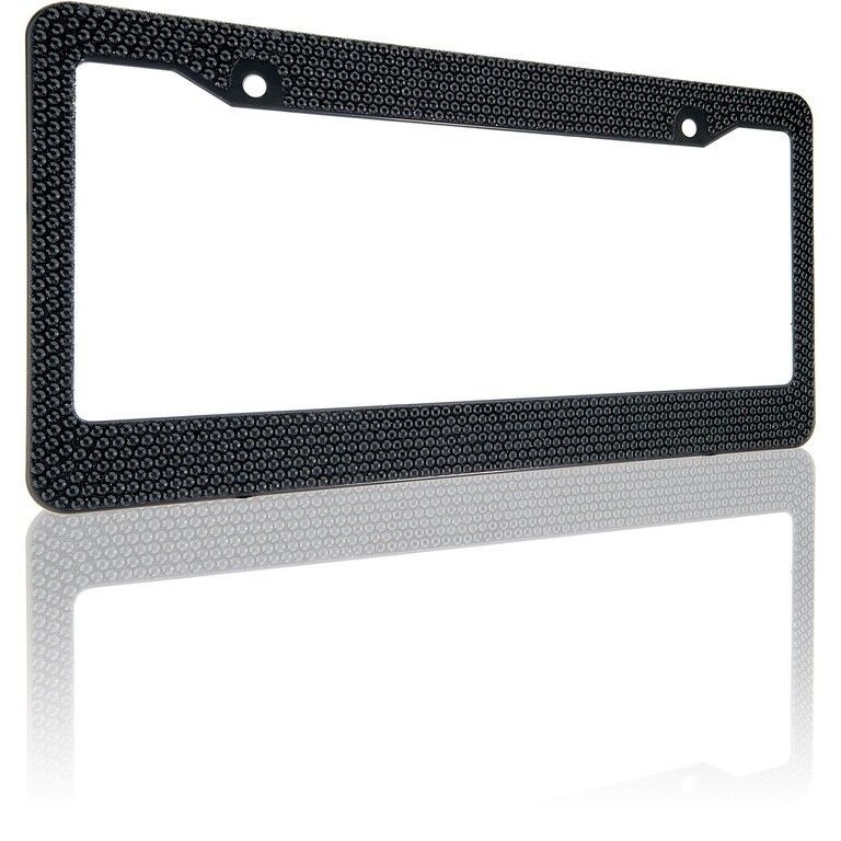Black Diamond Bling Glitter Crystal Rhinestone Metal US Car License Plate Frame v3