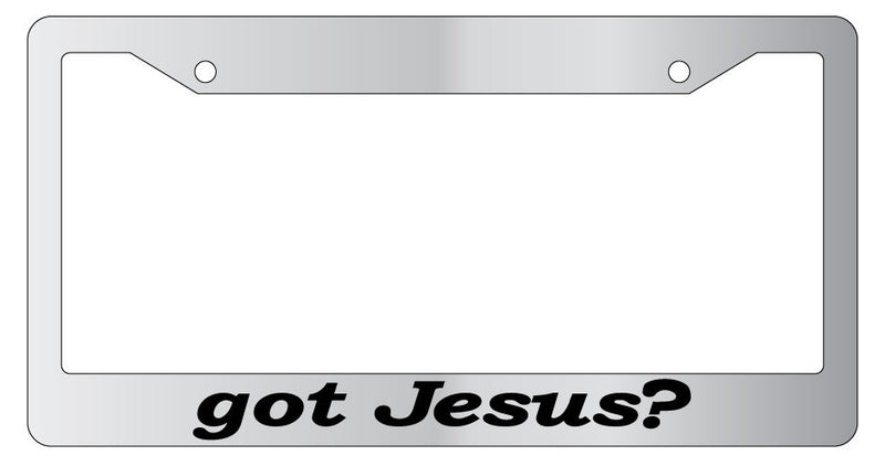 Chrome auto License plate frame Christian Got Jesus? (