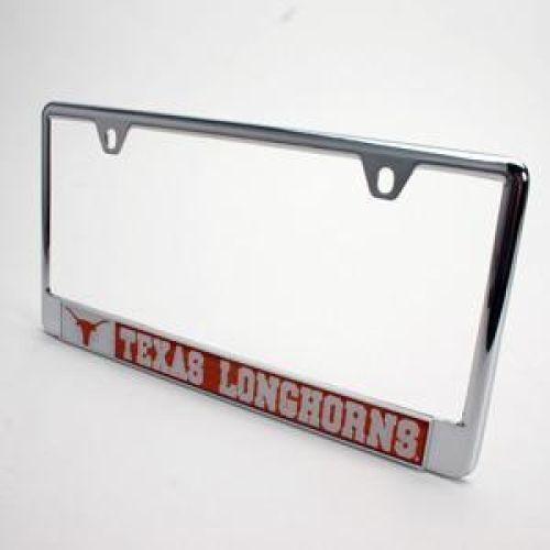 NCAA Texas Longhorns Metal License Plate Frame W/domed Insert - Orange Background