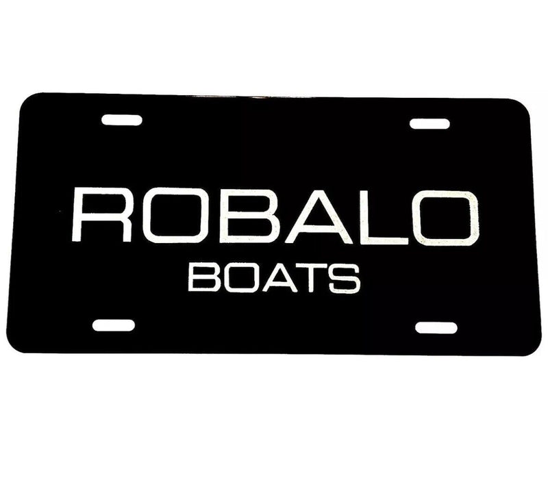 ROBALO Boats logo Car Tag Diamond Etched on Aluminum License Plate