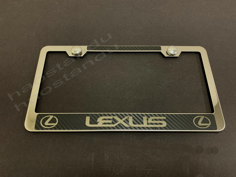 1x Lexus HALO STAINLESS STEEL LICENSE PLATE FRAME w/Carbon Fiber Style (UD)