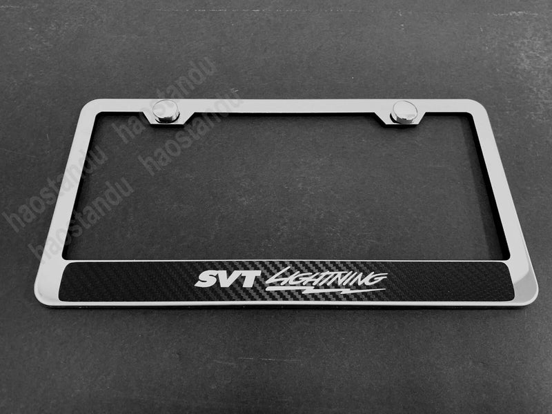 1x SVT Lightning STAINLESS STEEL LICENSE PLATE FRAME w/(Carbon Fiber Style)