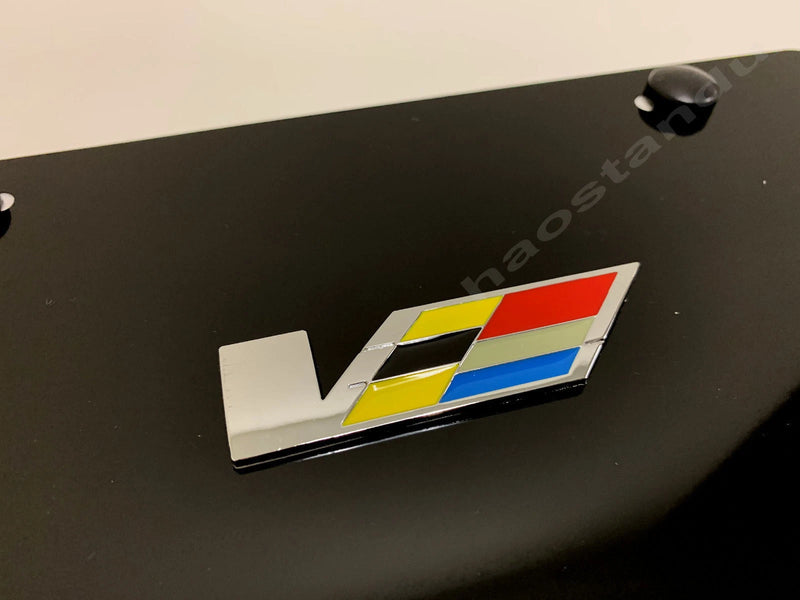 1x 3D "ATS/CTS V-Emblem" Aluminum BLACK Color Front Plate RUST FREE