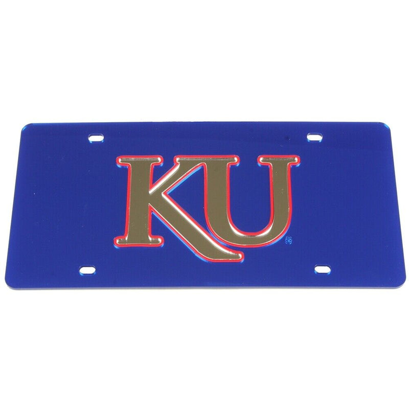 NCAA Kansas Jayhawks Inlaid Acrylic License Plate - Blue