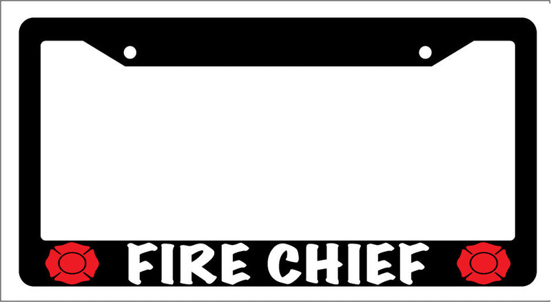 Black License Plate Frame FIRE CHIEF w/logo Auto Accessory  Mod-GRAPH9856236-3643