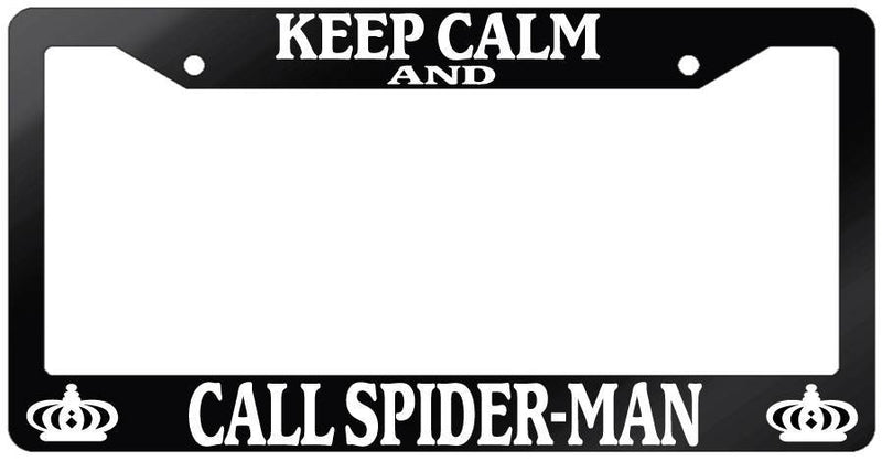 Glossy Black License Plate Frame KEEP CALM AND CALL For SpiderMAN Auto Accessory  Mod-GRAPH9856236-7139