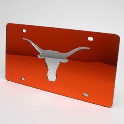 NCAA Texas Longhorns Inlaid Acrylic License Plate - Orange Mirror Background