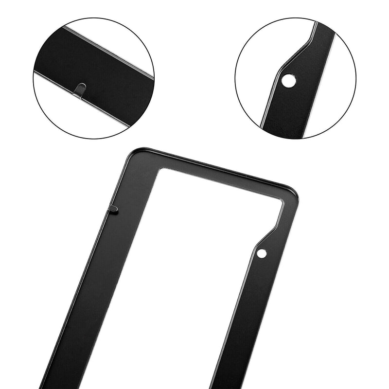 2x Black Stainless Steel Metal License Plate Frame Tag Cover Screw Cap