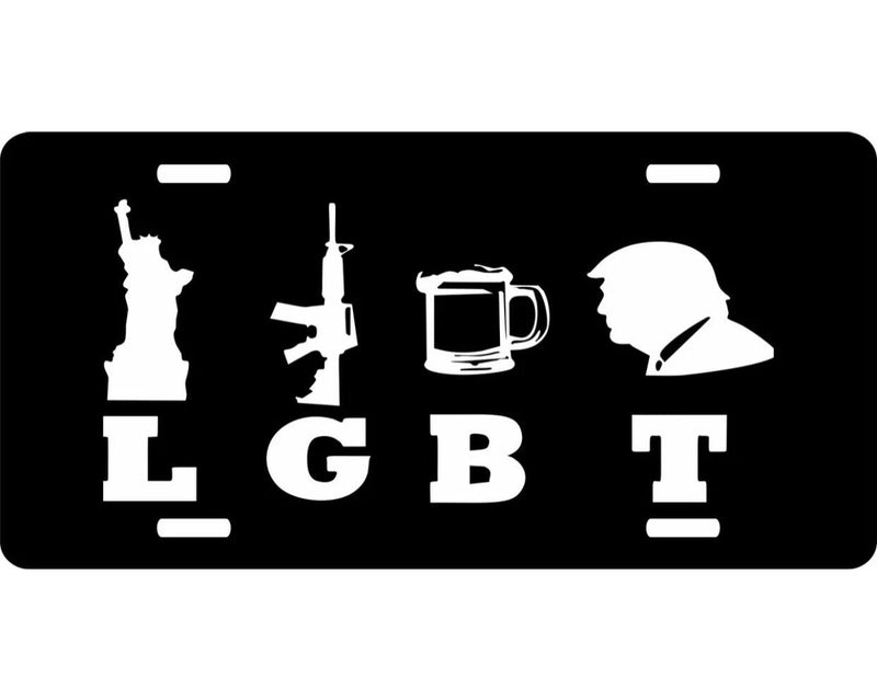 LGBT Liberty Guns Beer Trump AR Rifle NRA Funny License Plate 6" x 12"