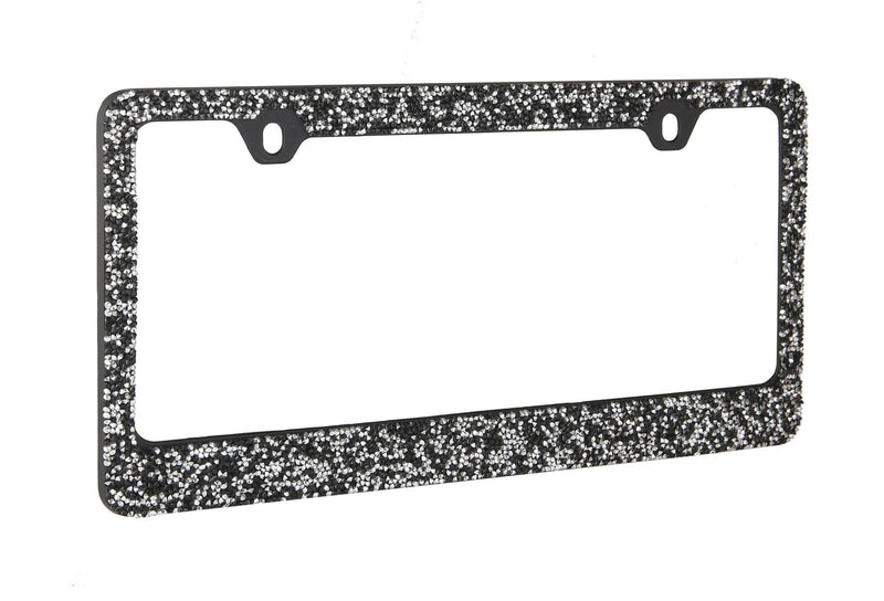Rocking Bling Crystal Diamond Rhinestone License Plate Frame Black / Silver
