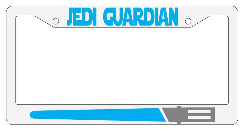Jedi Guardian LIGHT BLUE White Plastic License Plate Frame Star Wars  Mod-GRAPH9856236-2143