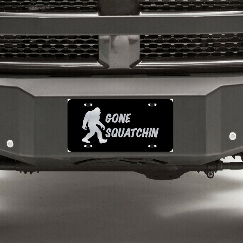 Gone Squatchin License Plate Tag Vanity Front Aluminum 6 Inches By 12 Inches