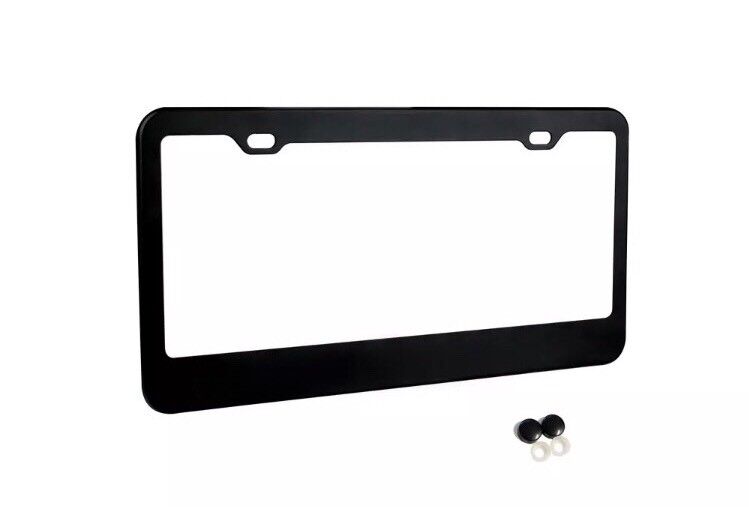 2PCS BLACK STAINLESS STEEL METAL LICENSE PLATE FRAME COVER SCREW CAPS /BF-2