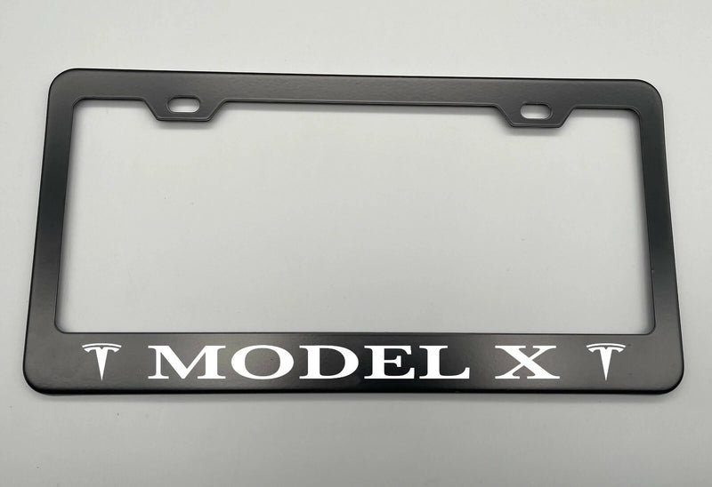 Model X BLACK Stainless Steel License Plate Frame laser engraved fit Tesla