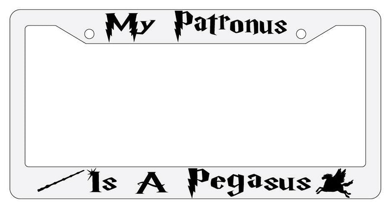 My Patronus is A Pegasus White Plastic License Plate Frame Auto Accessory  Mod-GRAPH9856236-3760