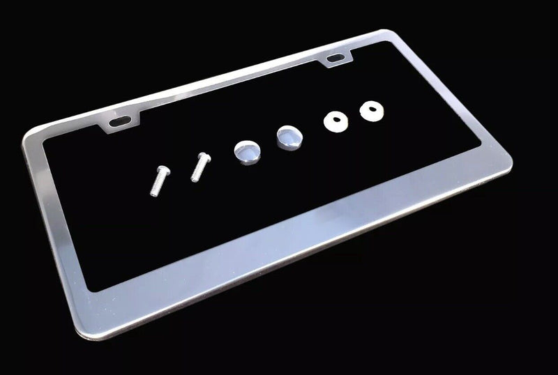 2pcs license plate frames metal stainless steel holder screw caps tag cover US