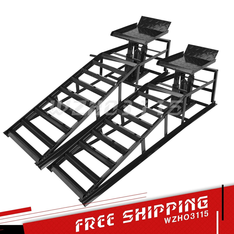 2PC Lift Frame Repair Auto Service Heavy Car Lifts Black Ramps Hydraulic 11000lb