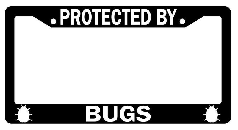 Protected By Bugs Black Plastic License Plate Frame  Mod-GRAPH9856236-2000
