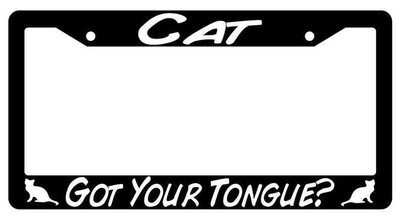 Cat Got Your Tongue Black Plastic License Plate Frame DC  Mod-GRAPH9856236-950