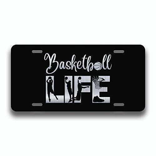 Basketball Life License Plate Vanity Novelty Tag Metal Car Truck 6 by 12 Inches