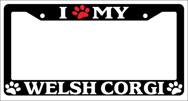 Black License Plate Frame I Heart My Welsh Corgi (Paw) Auto Accessory 605  Mod-GRAPH9856236-1179