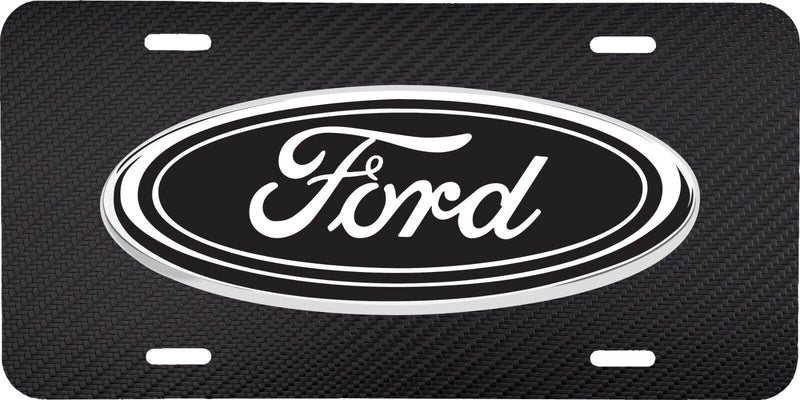 BLACK CARBON FIBER LOOK PRINTED FORD VEHICLE LICENSE PLATE TRUCK CAR TAG .040 GA