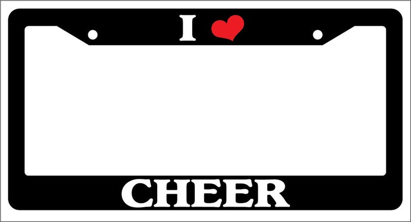 Black License Plate Frame "I Heart Cheer" Auto Accessory Novelty  Mod-GRAPH9856236-2556