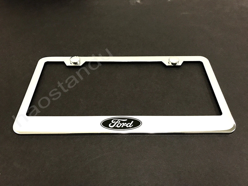 1x FORD LOGO STAINLESS STEEL LICENSE PLATE FRAME + Screw Caps