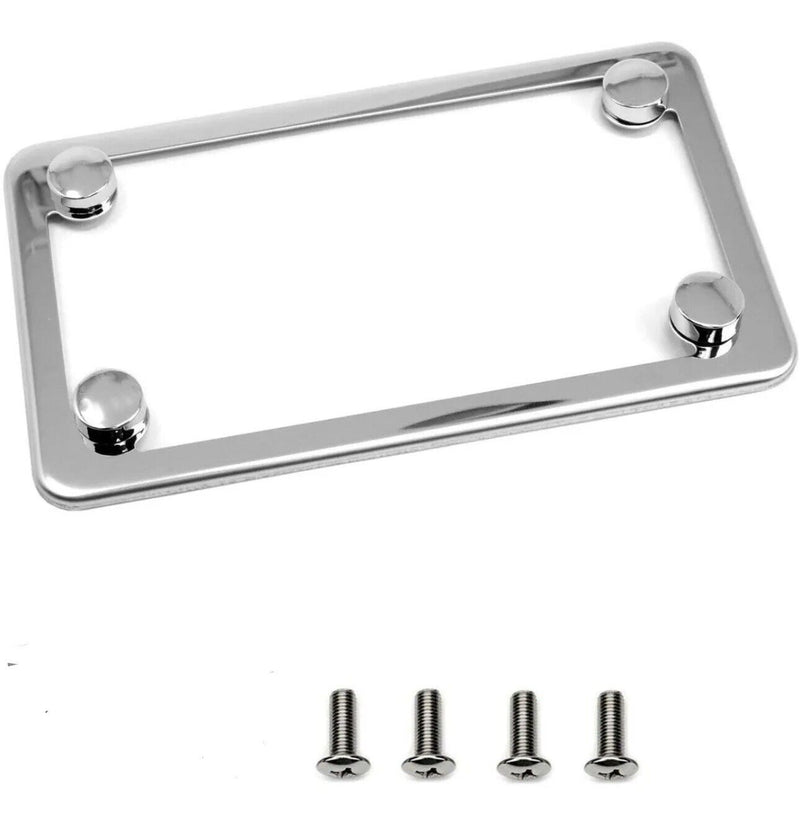Motorcycle Slim Style Polished Stainless Steel License Plate Frame