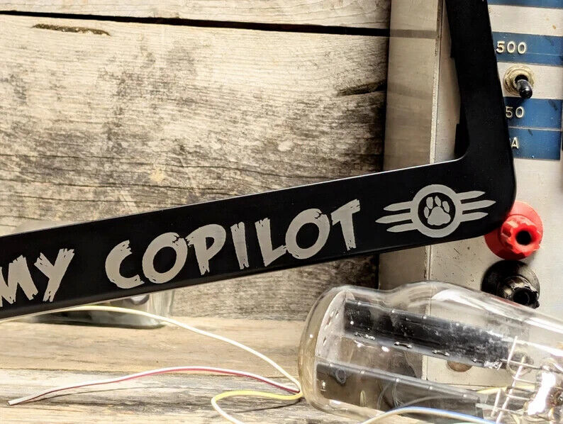 CX404 is my copilot Fallout fan inspired dog METAL Laser Etched License Frame