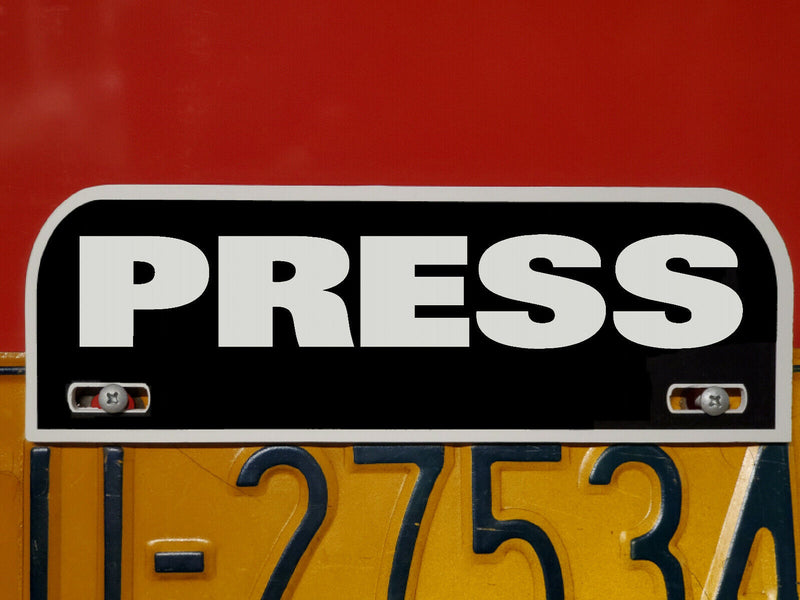 PRESS reporter photographer License Plate Topper