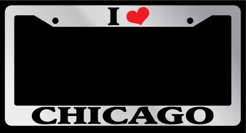 Chrome License Plate Frame "I Heart Chicago" Auto Accessory Novelty  Mod-GRAPH9856236-4391