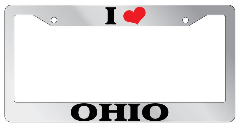 Chrome METAL License Plate Frame I HEART OHIO Auto Accessory 2459  Mod-GRAPH9856236-8218