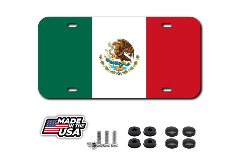 MEXICO FLAG MEXICAN VEHICLE PLASTIC LICENSE PLATE FRONT AUTO USA MADE CAR TRUCK