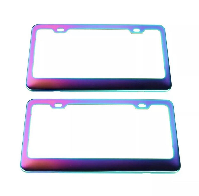 2PCS Universal NEO CHROME Stainless Steel License Plate Frame JDM