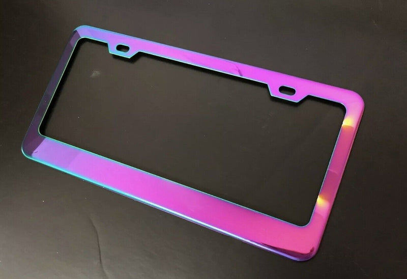 1Pc Universal Neo Chrome Stainless Steel License Plate Frame