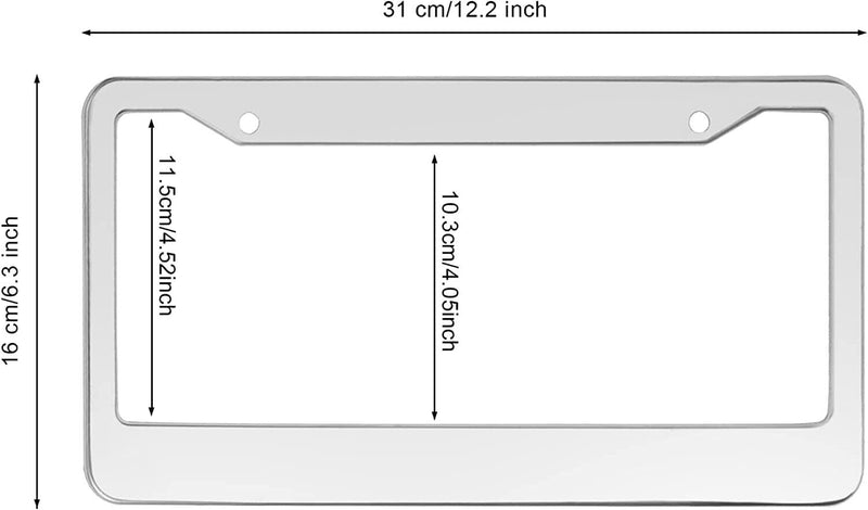 2 x Heavy Duty Stainless Steel Metal License Plate Frame with Mounting Hardware