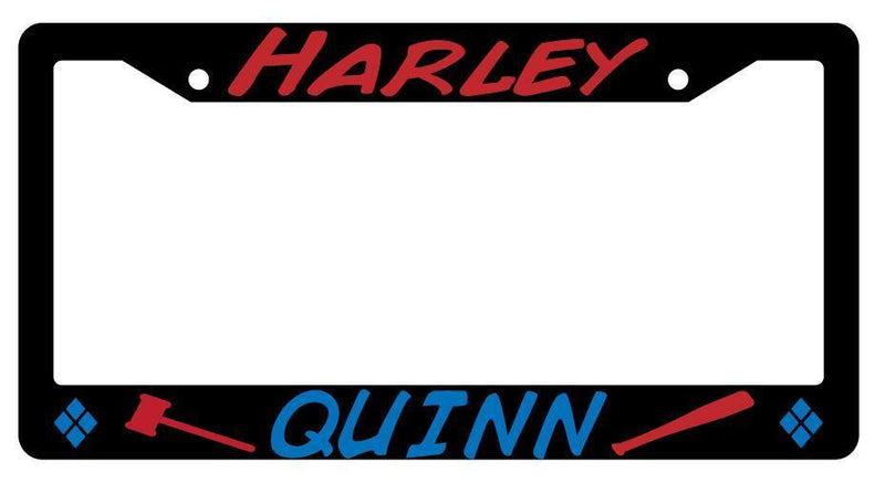 Harley Quinn (Hammer/Bat Blue And Maroon) Black Plastic License Plate Frame DC  Mod-GRAPH9856236-3996