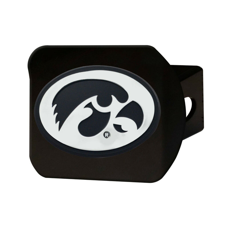 NCAA Iowa Hawkeyes 3D Chrome on Black Metal Hitch Cover